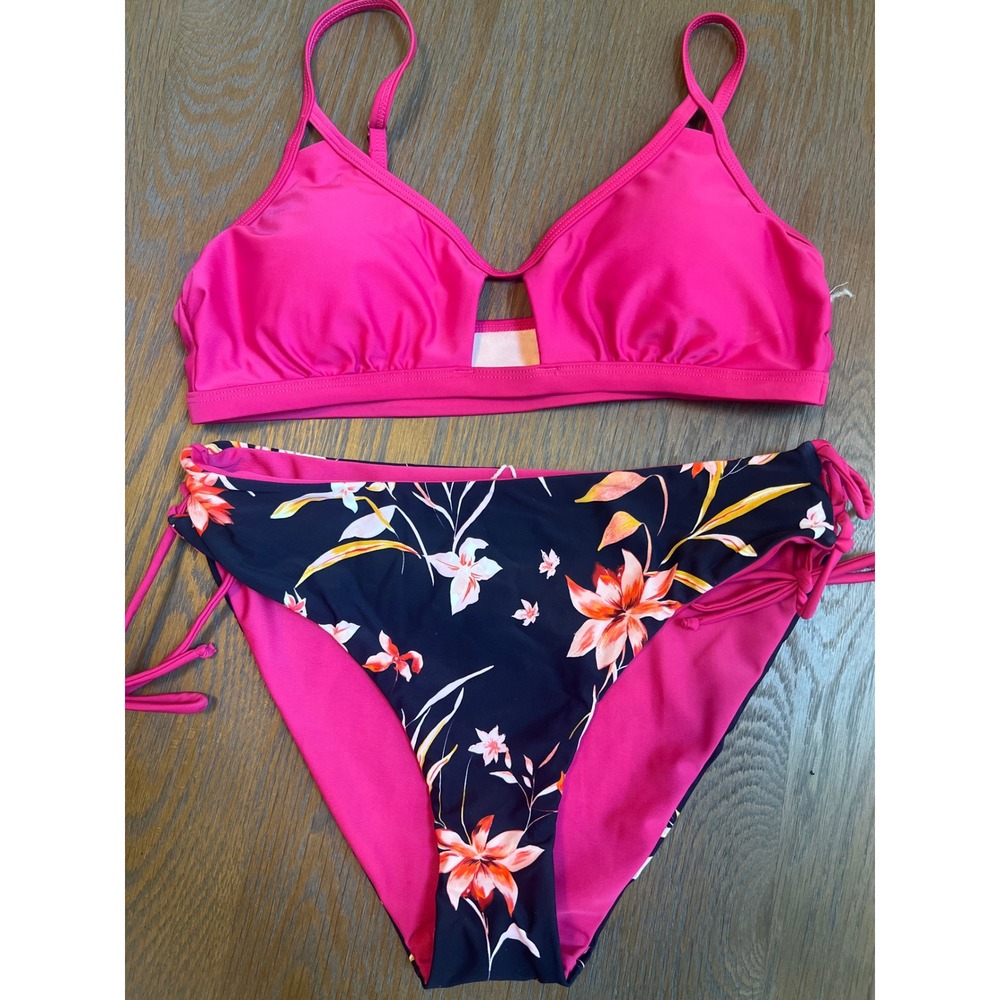 CUPSHE Pink Floral High Waist Bikini